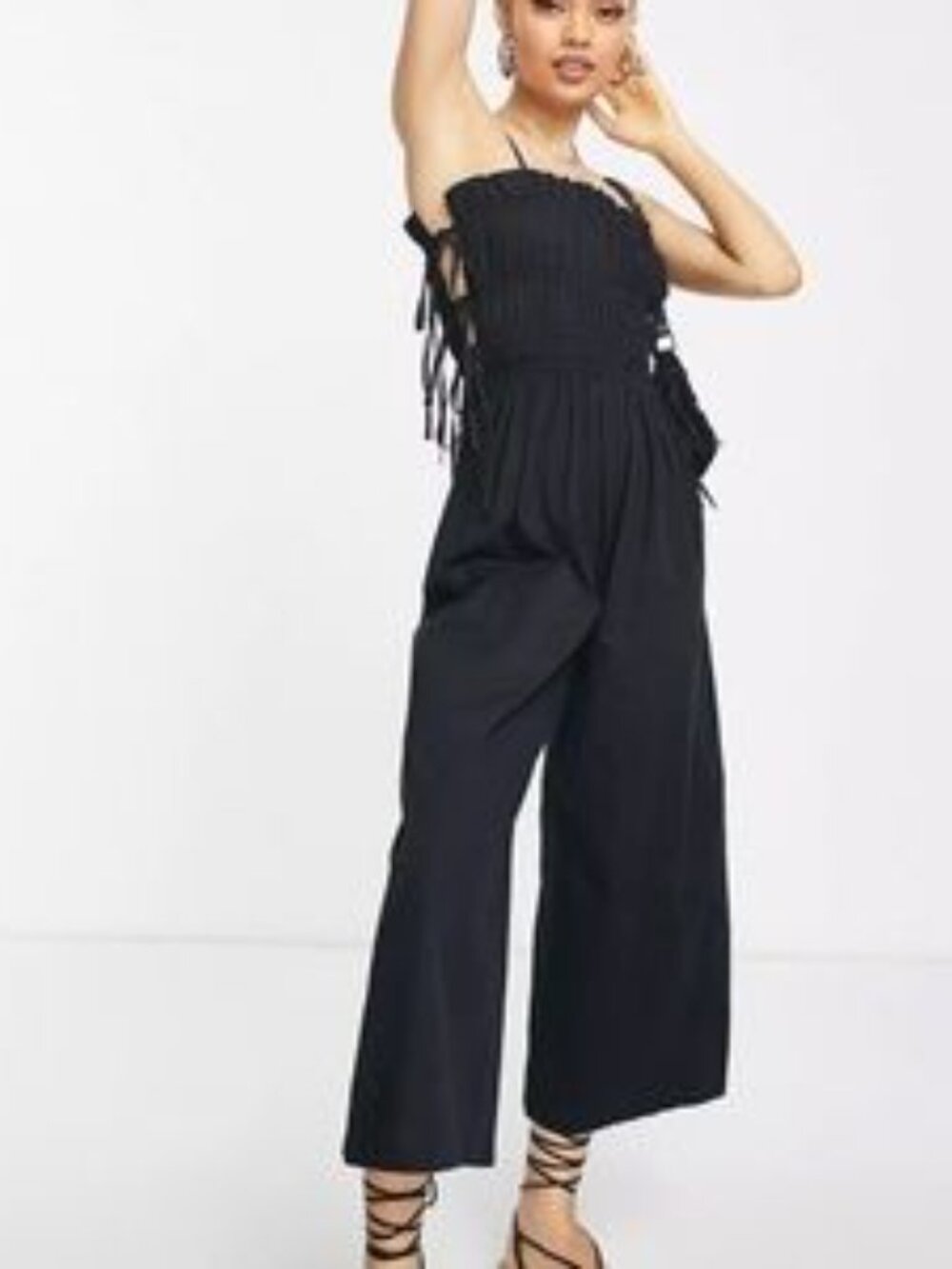 Asos Shirred Strappy Jumpsuit